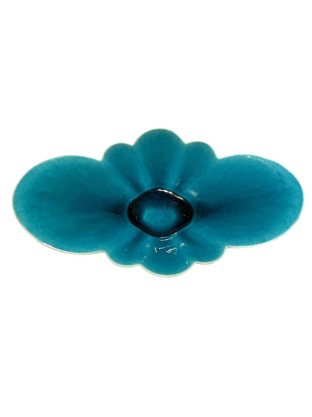 Vtg La Mirada MCM Ceramic Console Bowl Turquoise Glaze circa 1930 14"L X 8"W